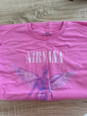 NIRVANA Pink Graphic Short Sleeve Tee with White Logo